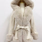 Hooded Belted Faux Fur Jackets