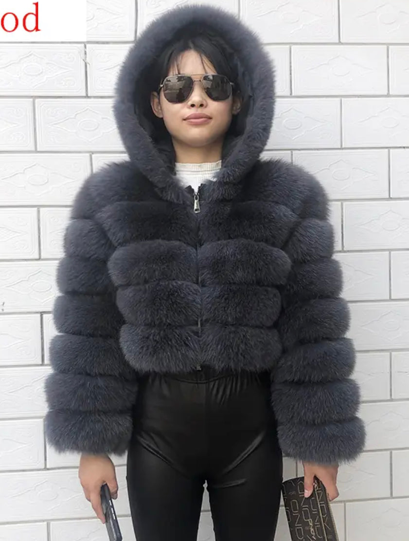 Hooded Fox Fur Jackets