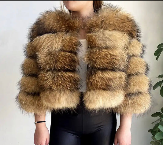 Raccoon Colour Fox Fur Jacket