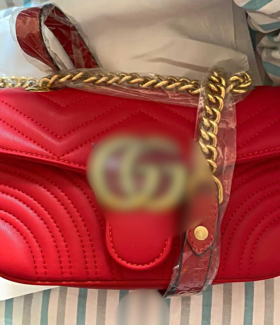 Red Gold Chain G Bag