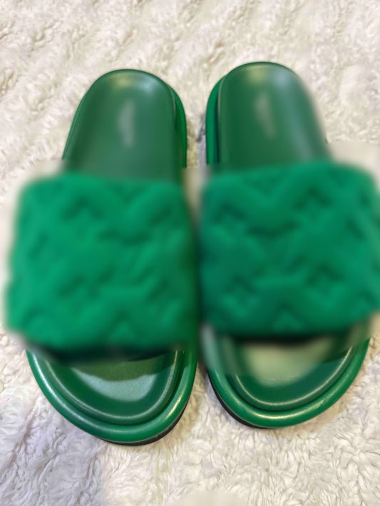 Green Embroidered Sliders