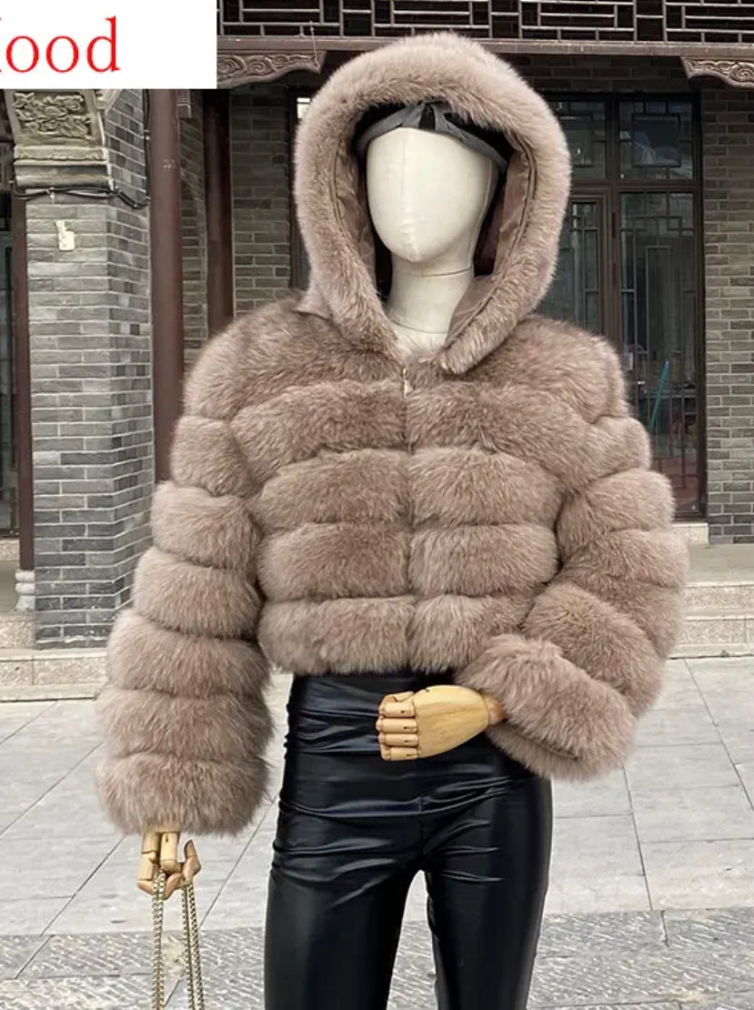 Hooded Fox Fur Jackets