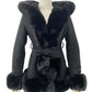 Hooded Belted Faux Fur Jackets