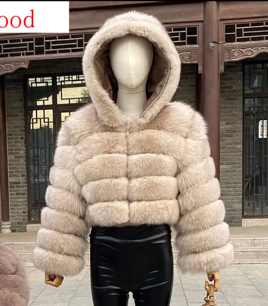 Hooded Fox Fur Jackets