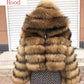 Hooded Fox Fur Jackets