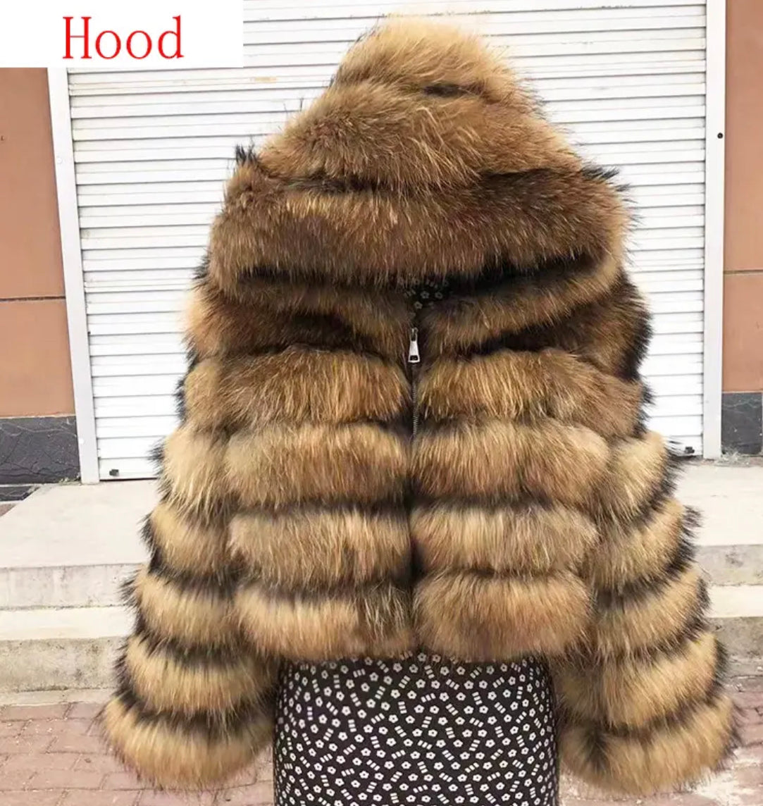 Hooded Fox Fur Jackets