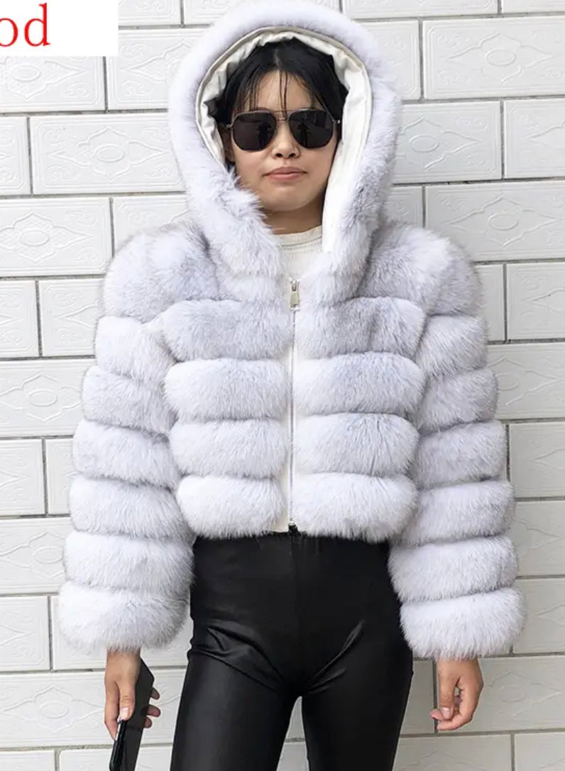 Hooded Fox Fur Jackets