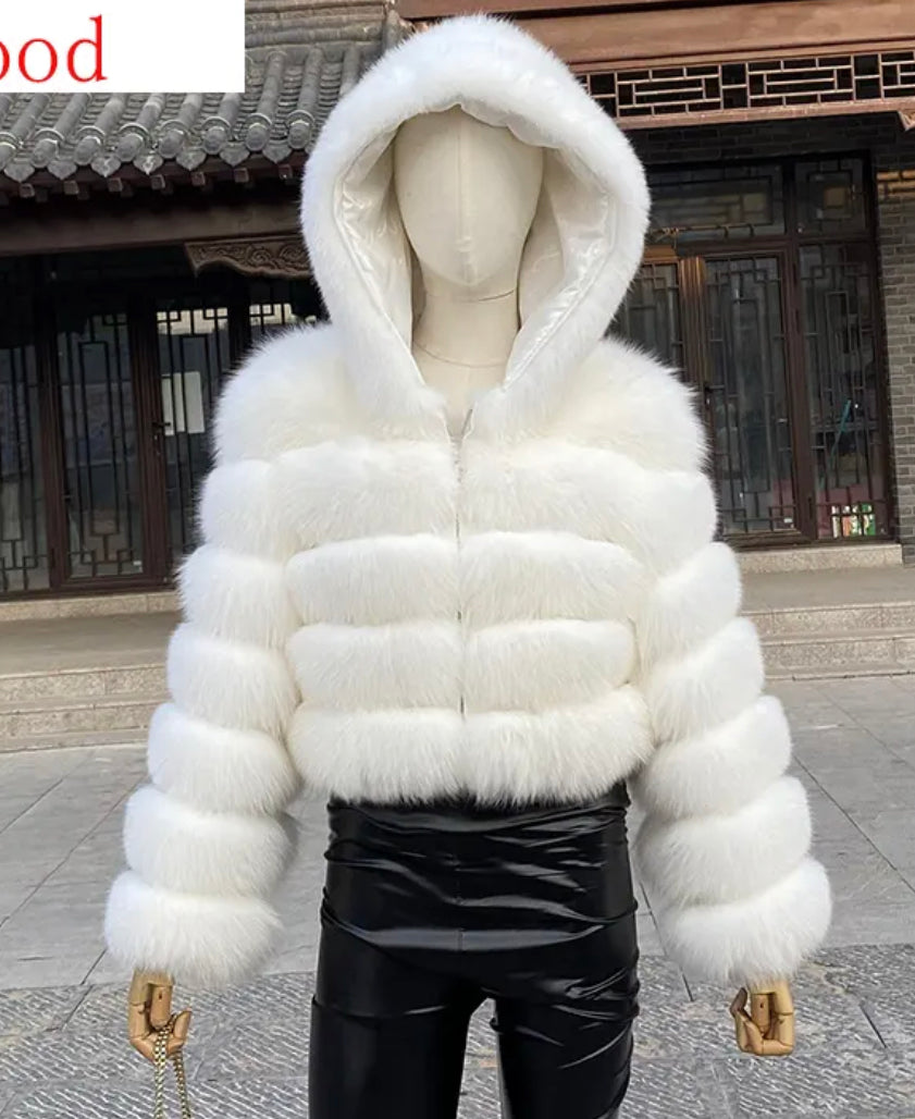 Hooded Fox Fur Jackets