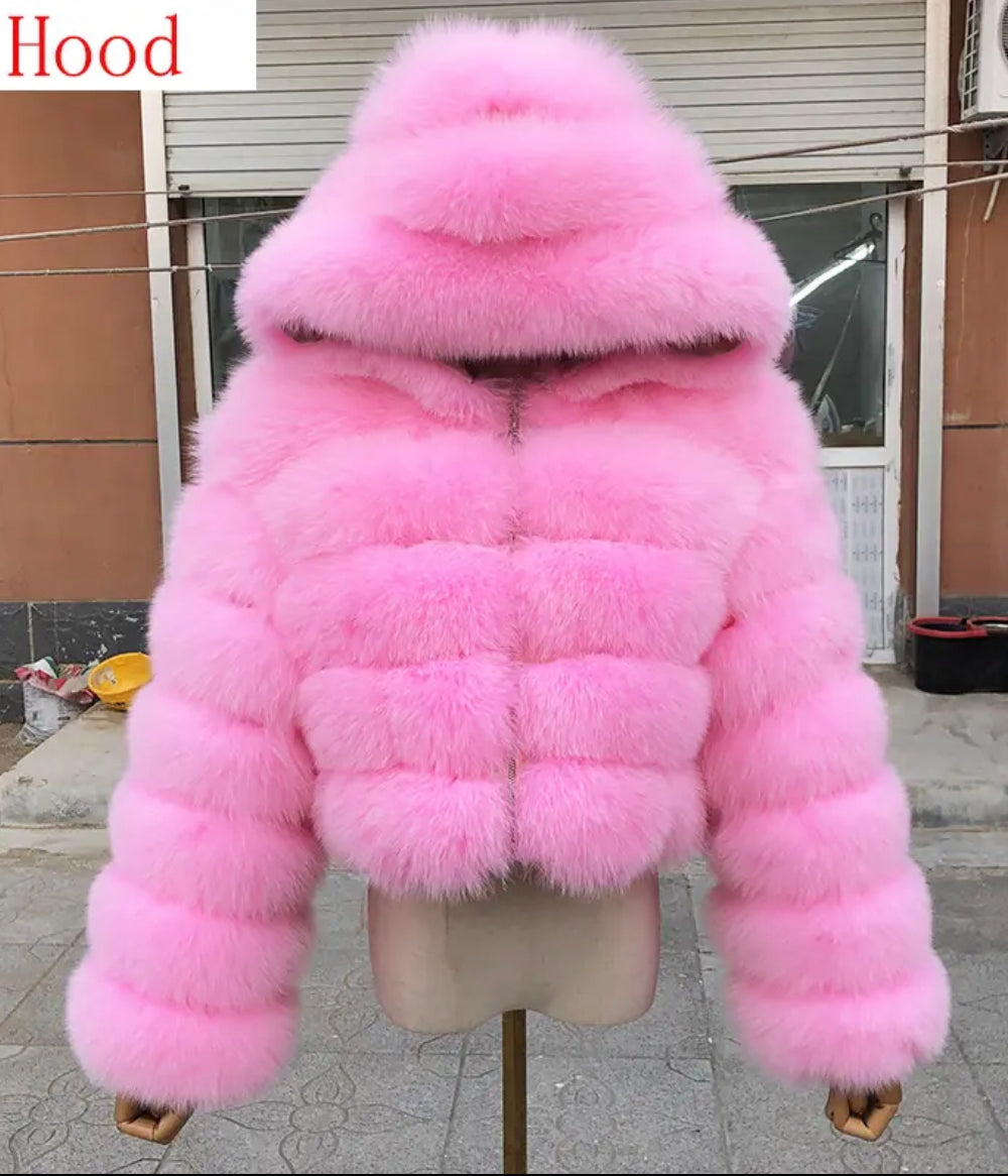 Hooded Fox Fur Jackets