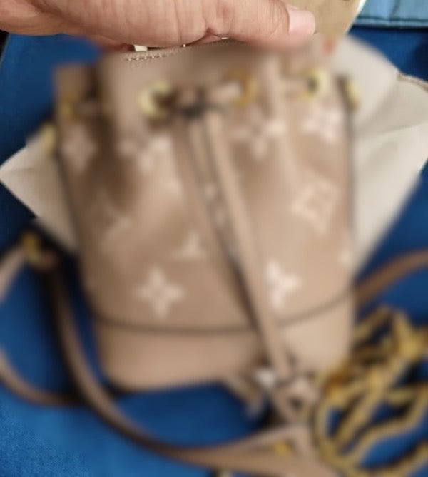 Beige F Bucket Bag