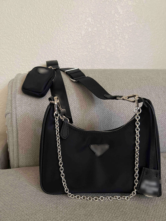 Black Strap Chain Bag