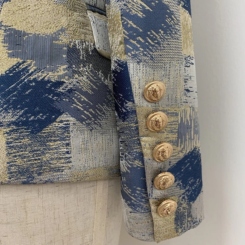 Blue & Gold Print Premium Blazer